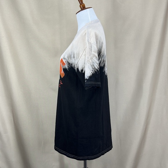 AC/DC two tone bleach dyed crew neck cap sleeve rocker t-shirt - Picture 3 of 8